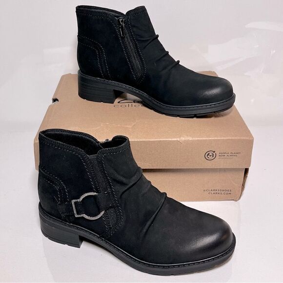 Clarks Collection Hearth Fay Leather Ankle Boot - Picture 1 of 6